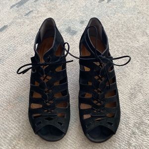 Paul Green Black Suede Shoes, Size 8